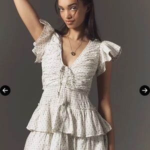 By Anthropologie Puff-Sleeve Gathered Tiered Mini Dress Size XXS